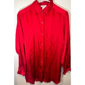 Lassie Silk Red Women’s Long Sleeved Button Down Dress Shirt